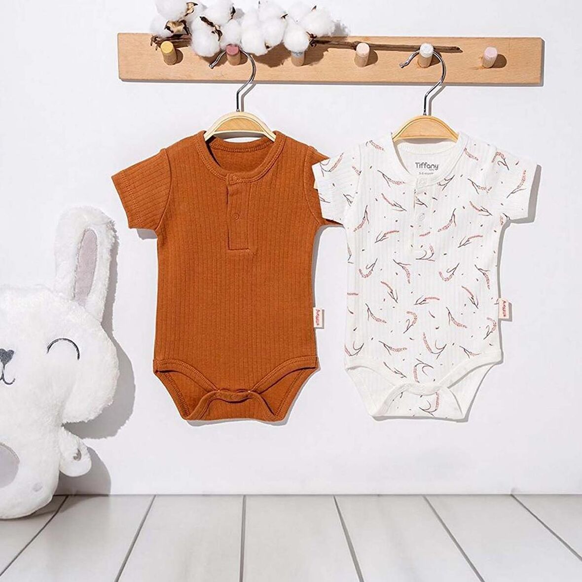 Tiffany Baby Wheat Theme 2'li Yarım Kollu Bebek Body 53008