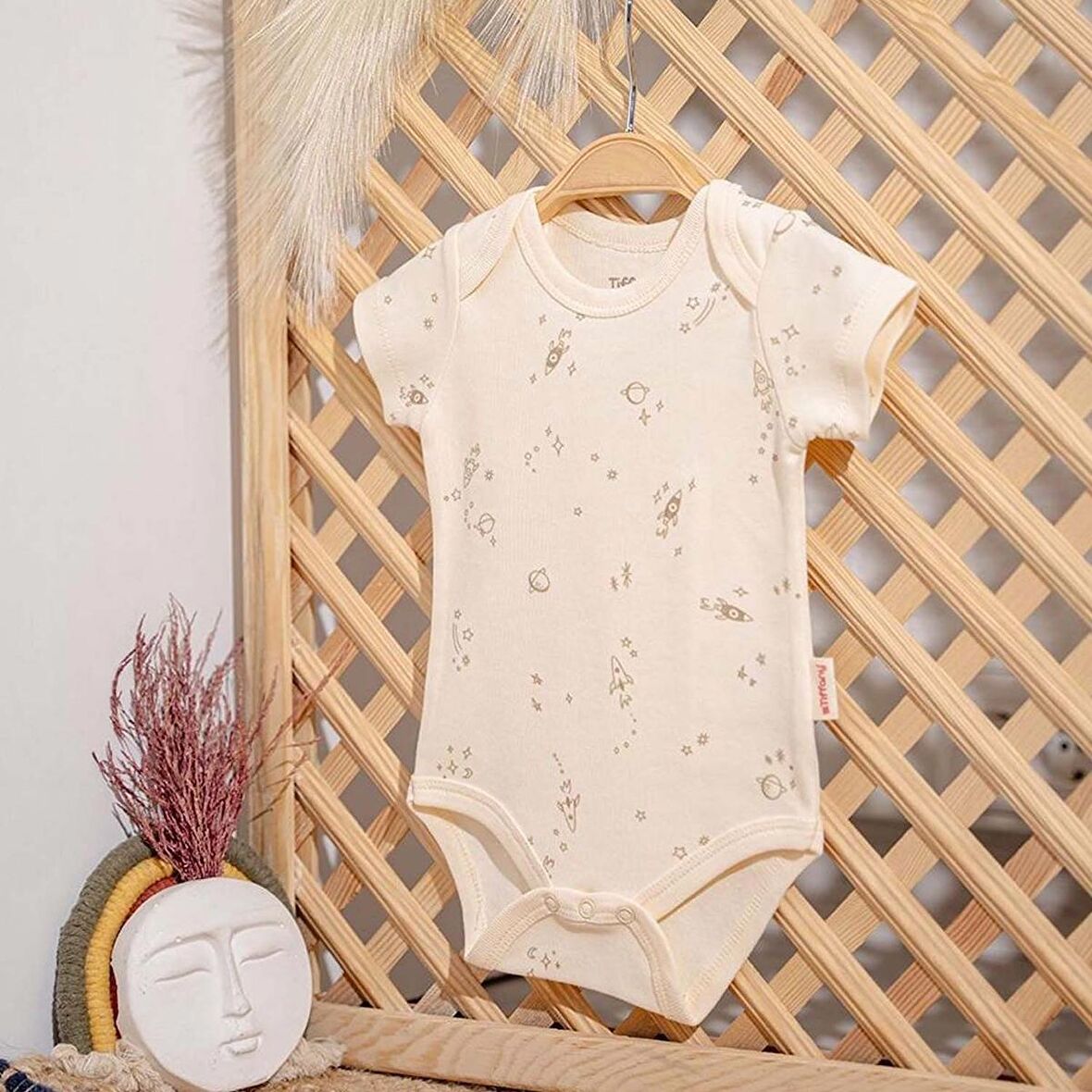 Tiffany Baby Galaxy Organic Theme Yarım Kollu Bebek Body 61008