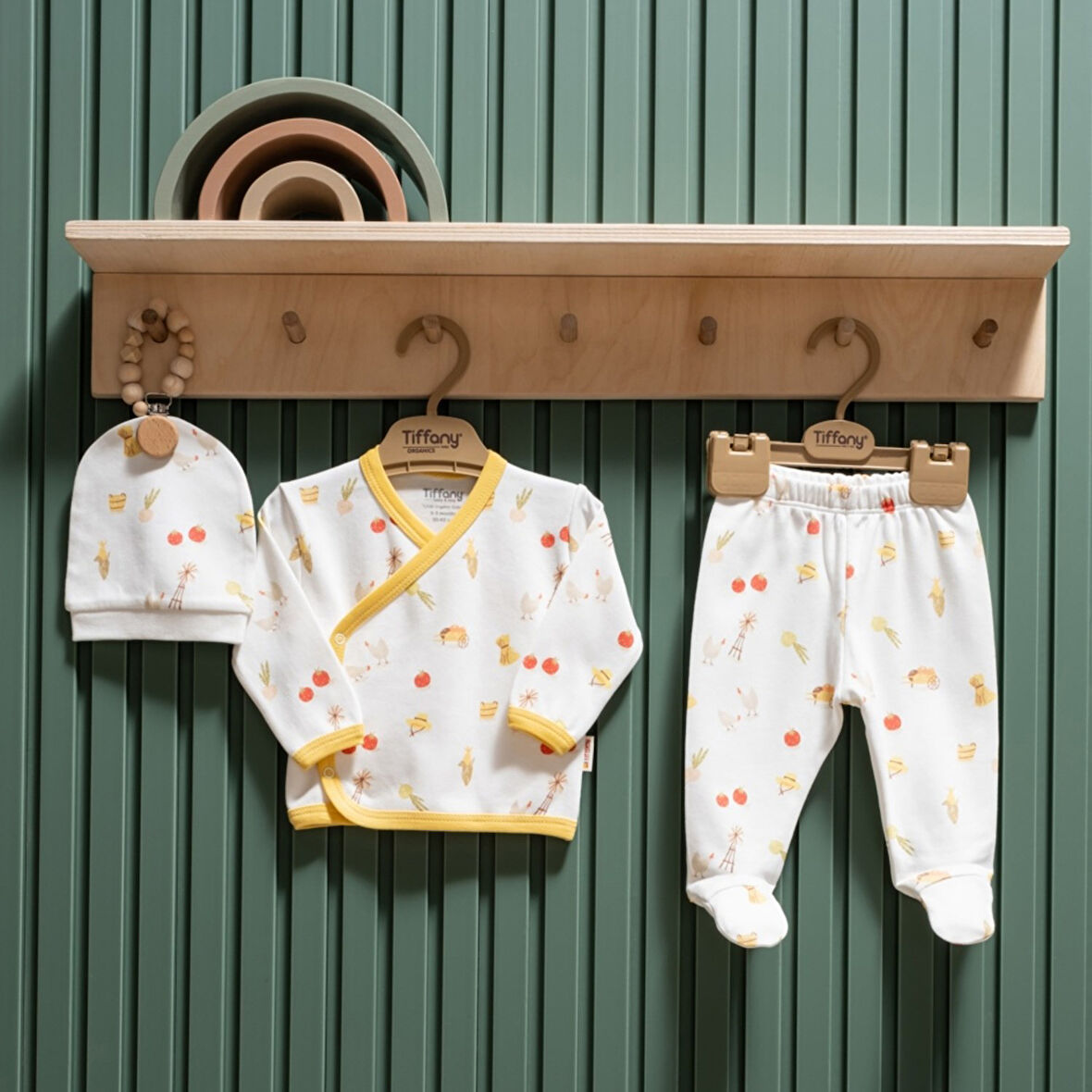 Tiffany Baby Strawberry Organik Theme 3'lü Zıbın Set 45078