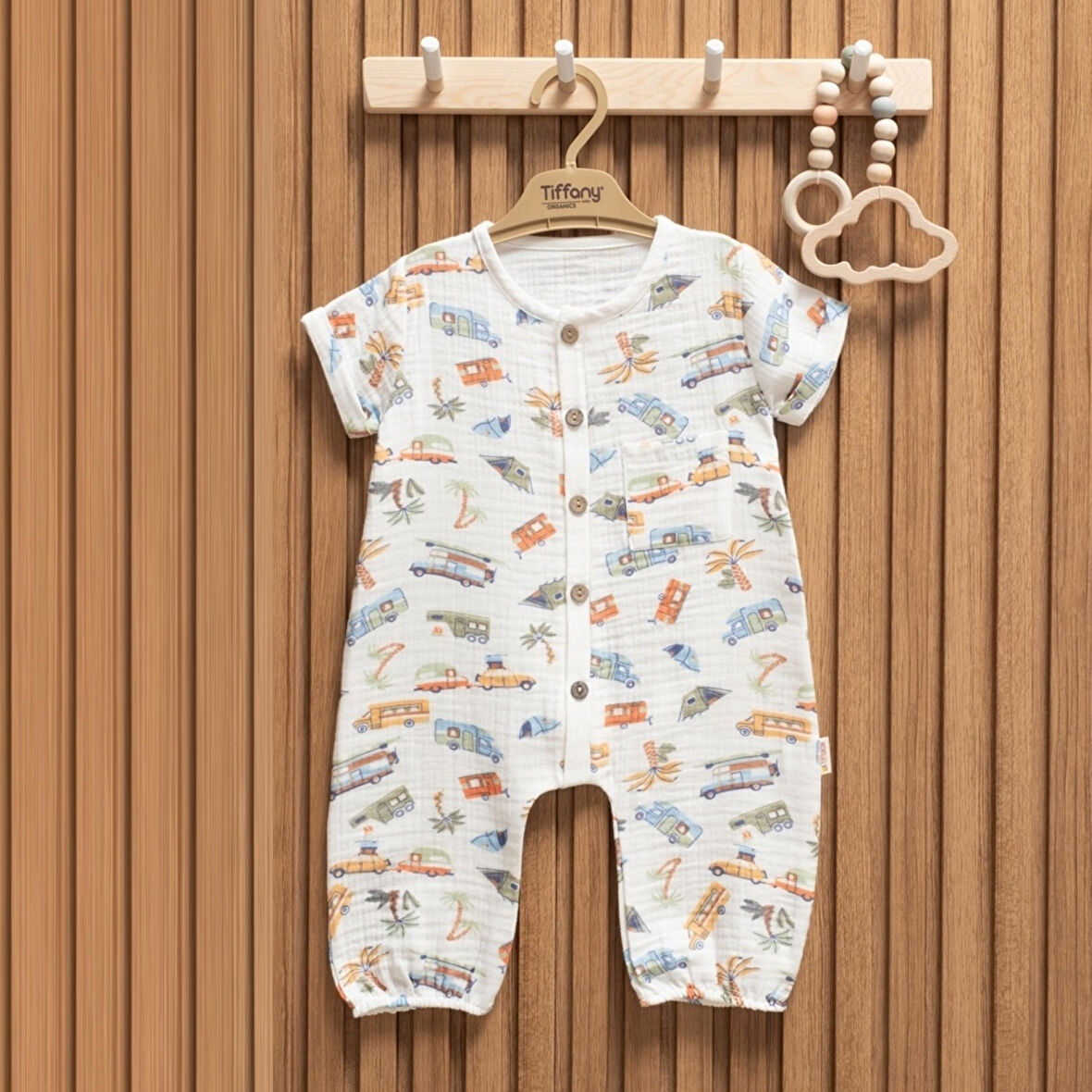 Tiffany Baby Müslin Caravan Theme Yarım Kol Uzun Tulum 61091