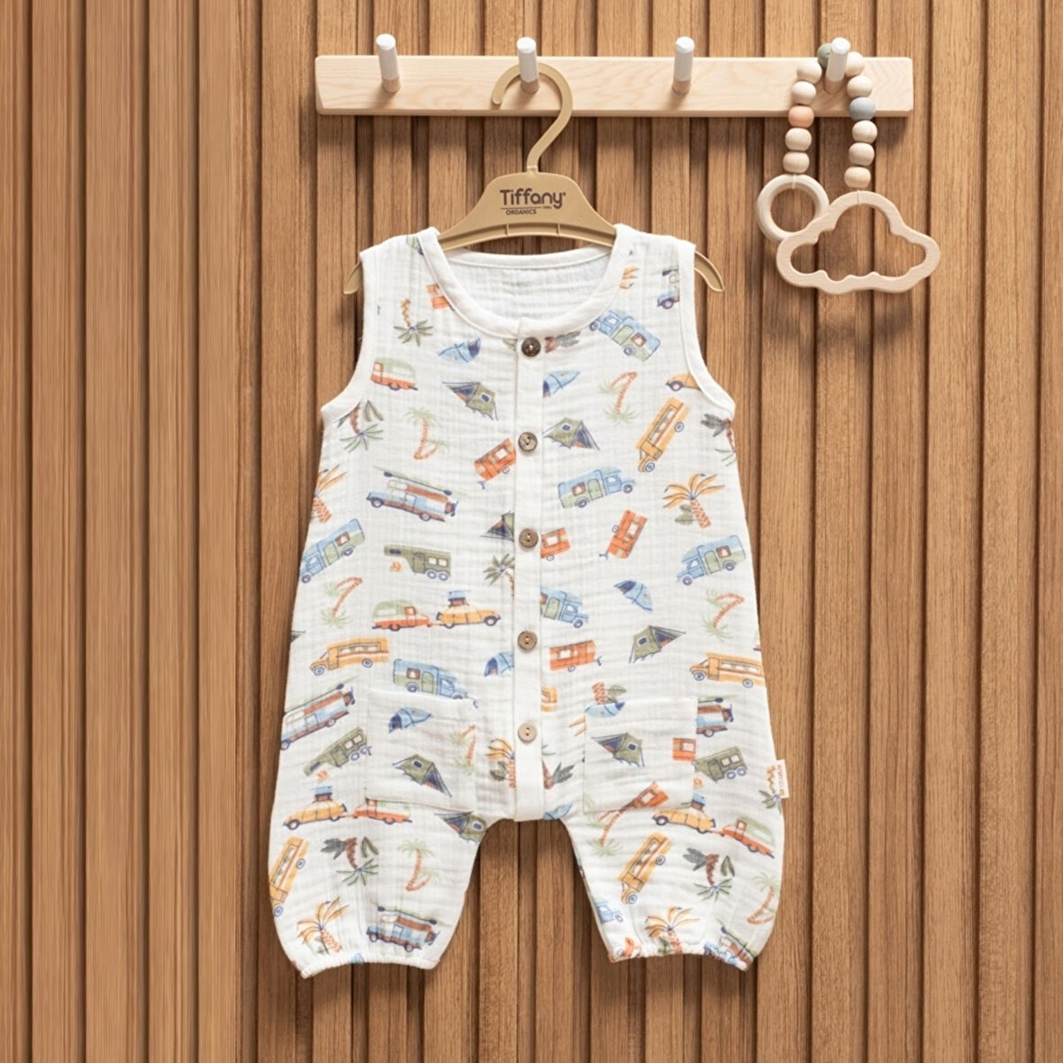 Tiffany Baby Müslin Caravan Theme Kısa Atlet Tulum 61023