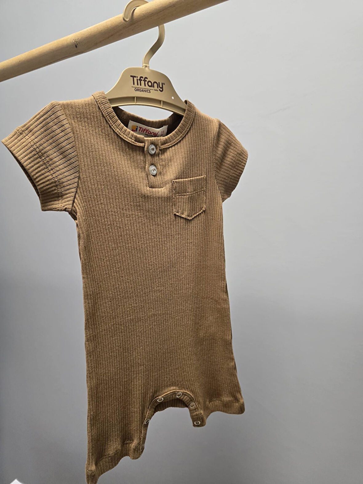 Tiffany Tulum Kısa Cepli Rompy Modal Organik Theme Taba