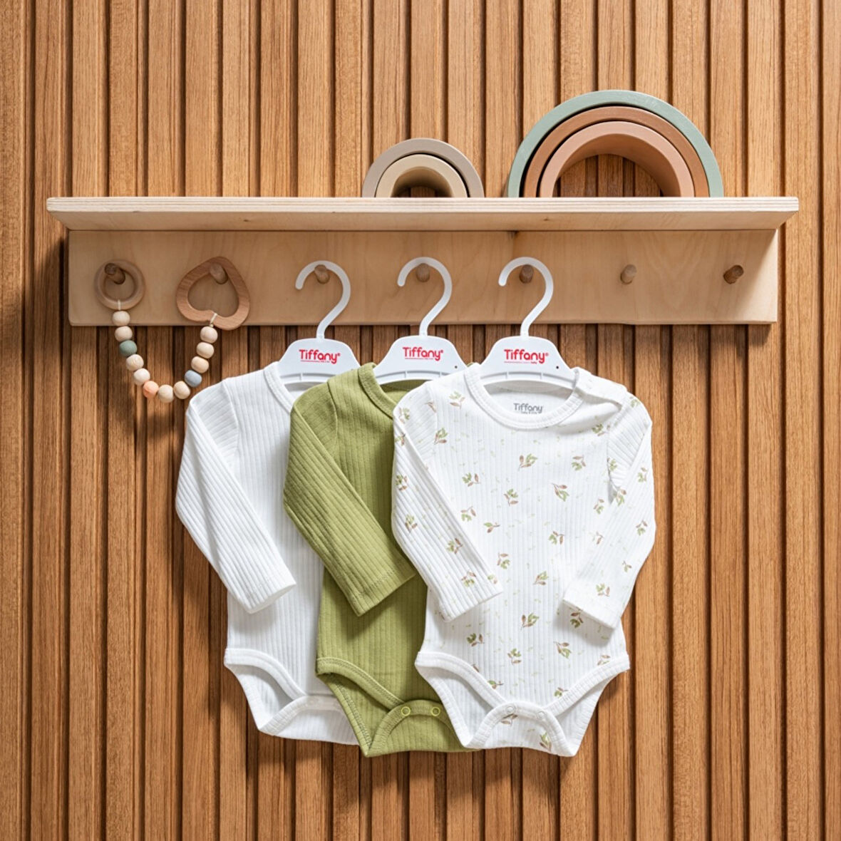 Tiffany Baby Green Plant Theme 3'lü Uzun Kol Body 48011