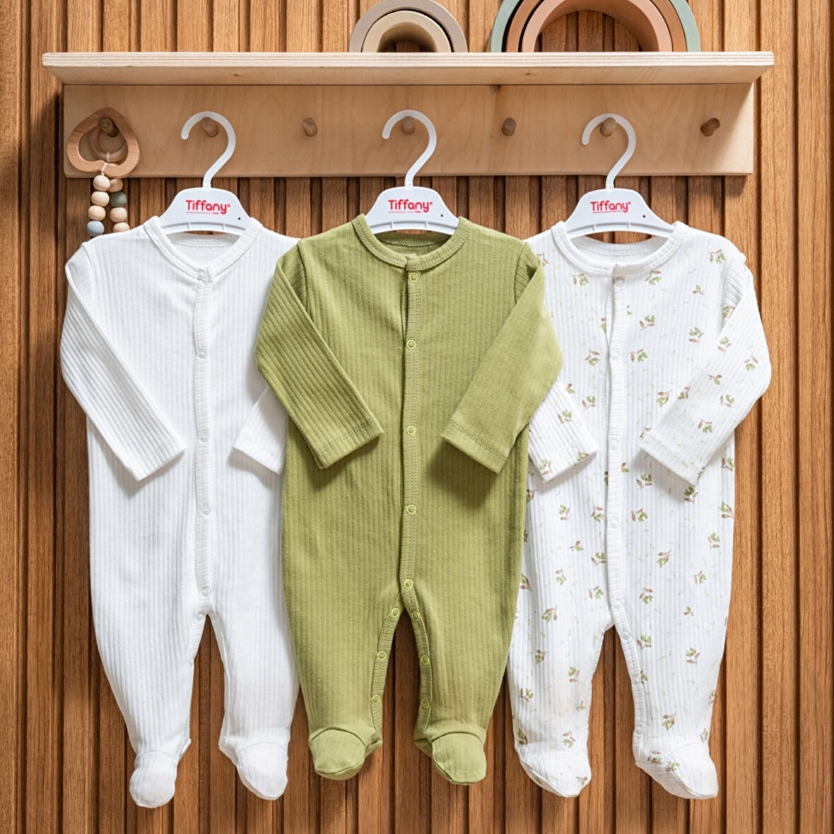 Tiffany Baby Green Plant Theme 3'lü Patikli Tulum 48040