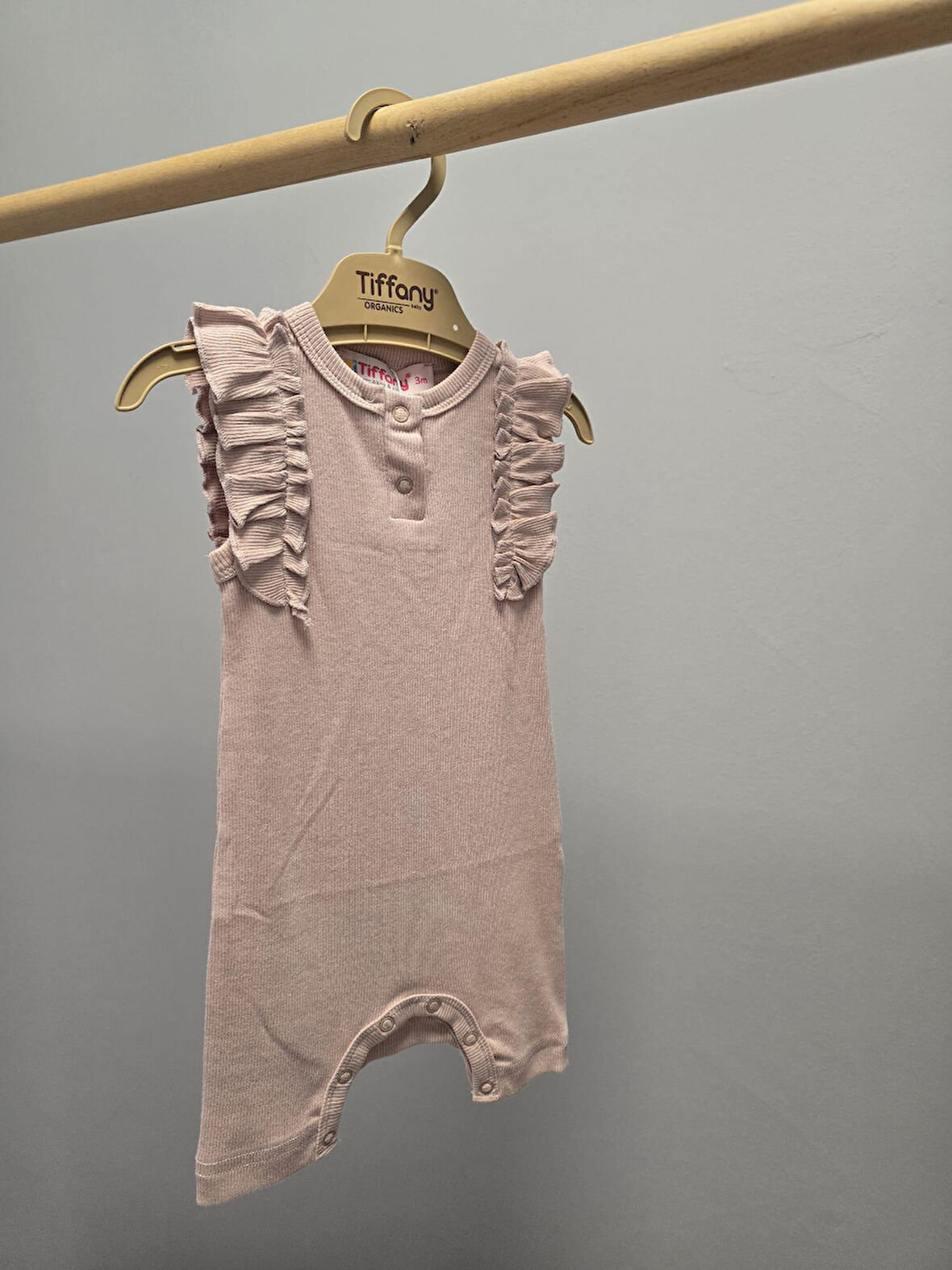 Tiffany Tulum Modal Fırfırlı Düğmeli Modal Organik Theme Pembe