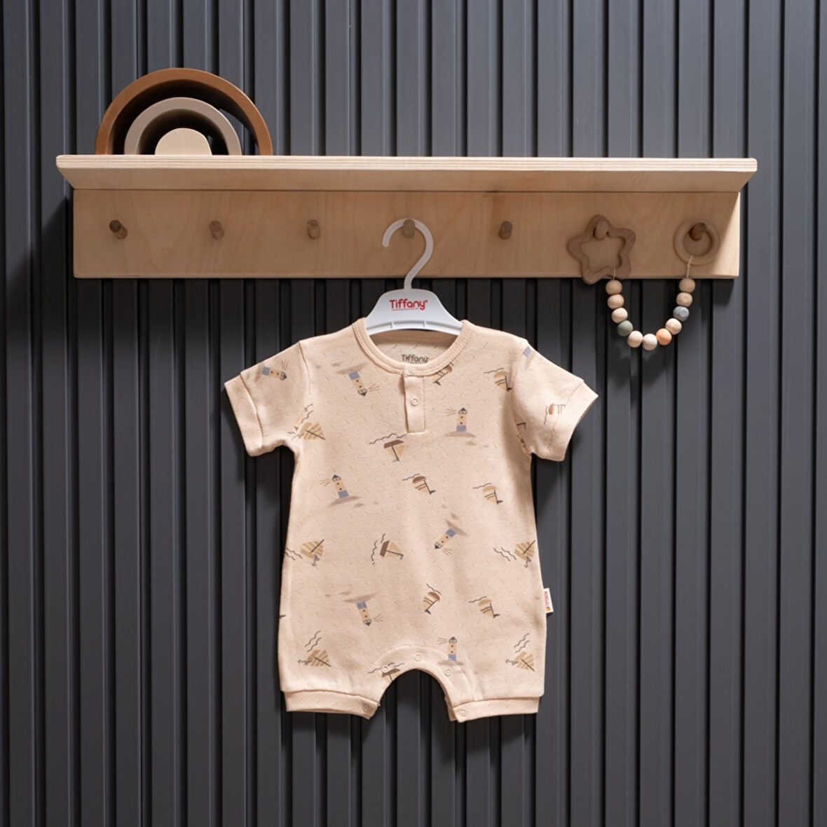 Tiffany Baby Boat Jakarlı Theme Yarım Kol Kısa Tulum 43026