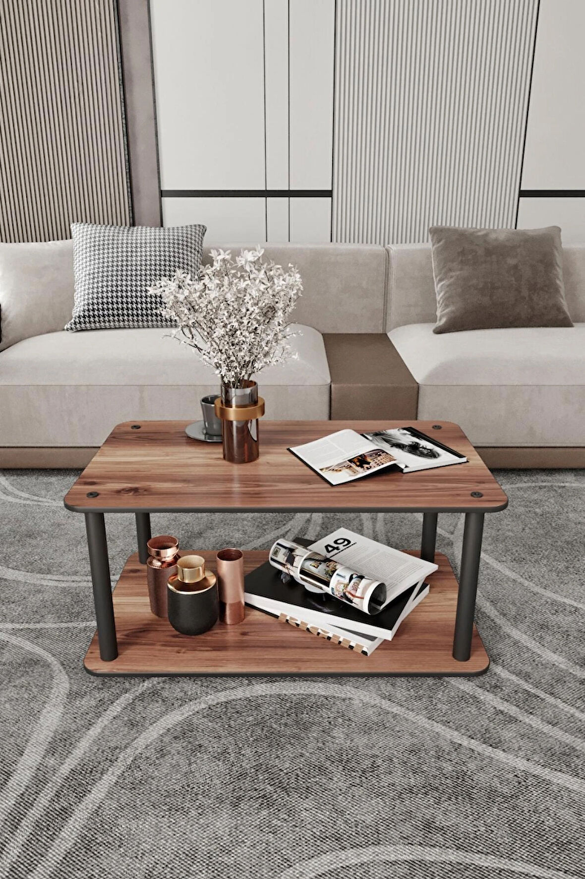 Ravilo Masivo Dikdörtgen Orta Sehpa Ceviz