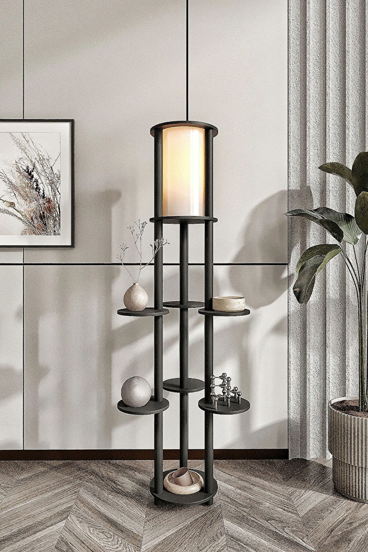 Ravilo Volante Raflı Lambader Siyah