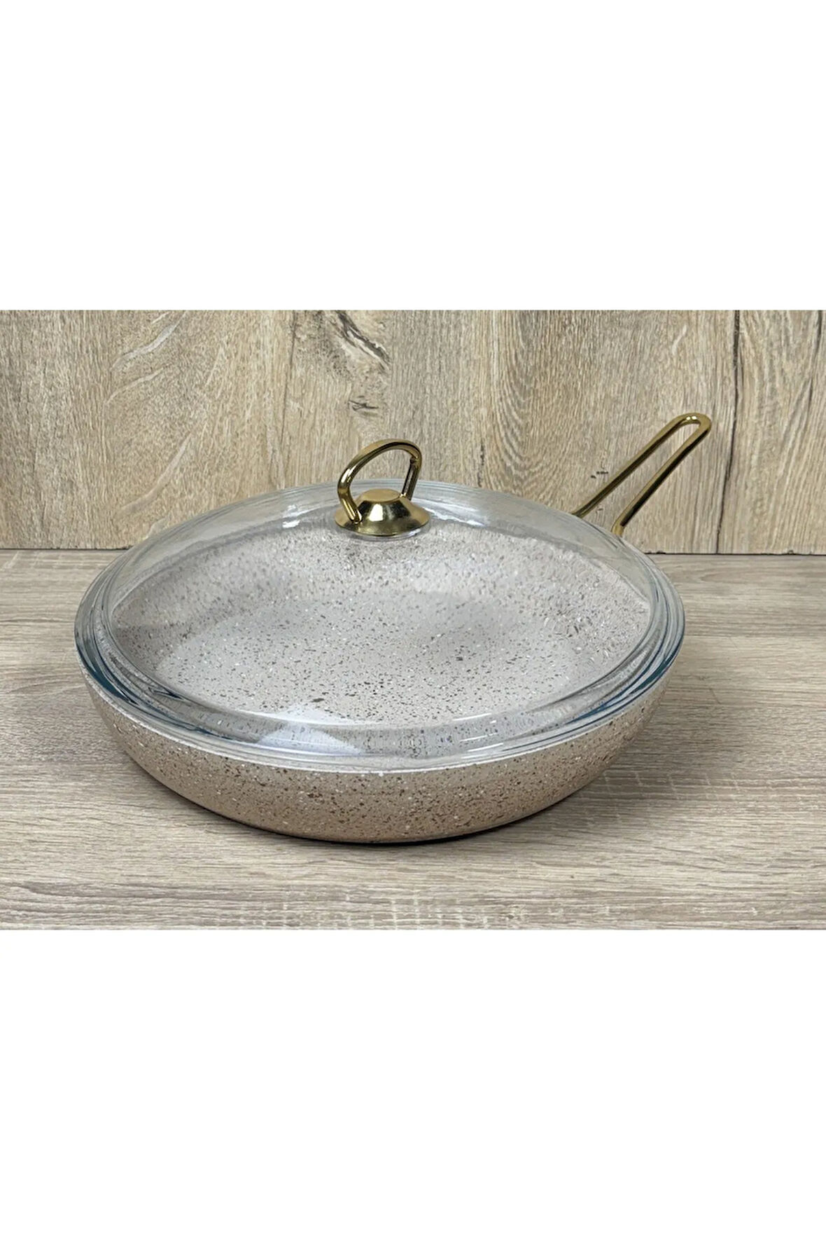Morelli 24 cm Granit Tava Cam Kapaklı Kapuçino