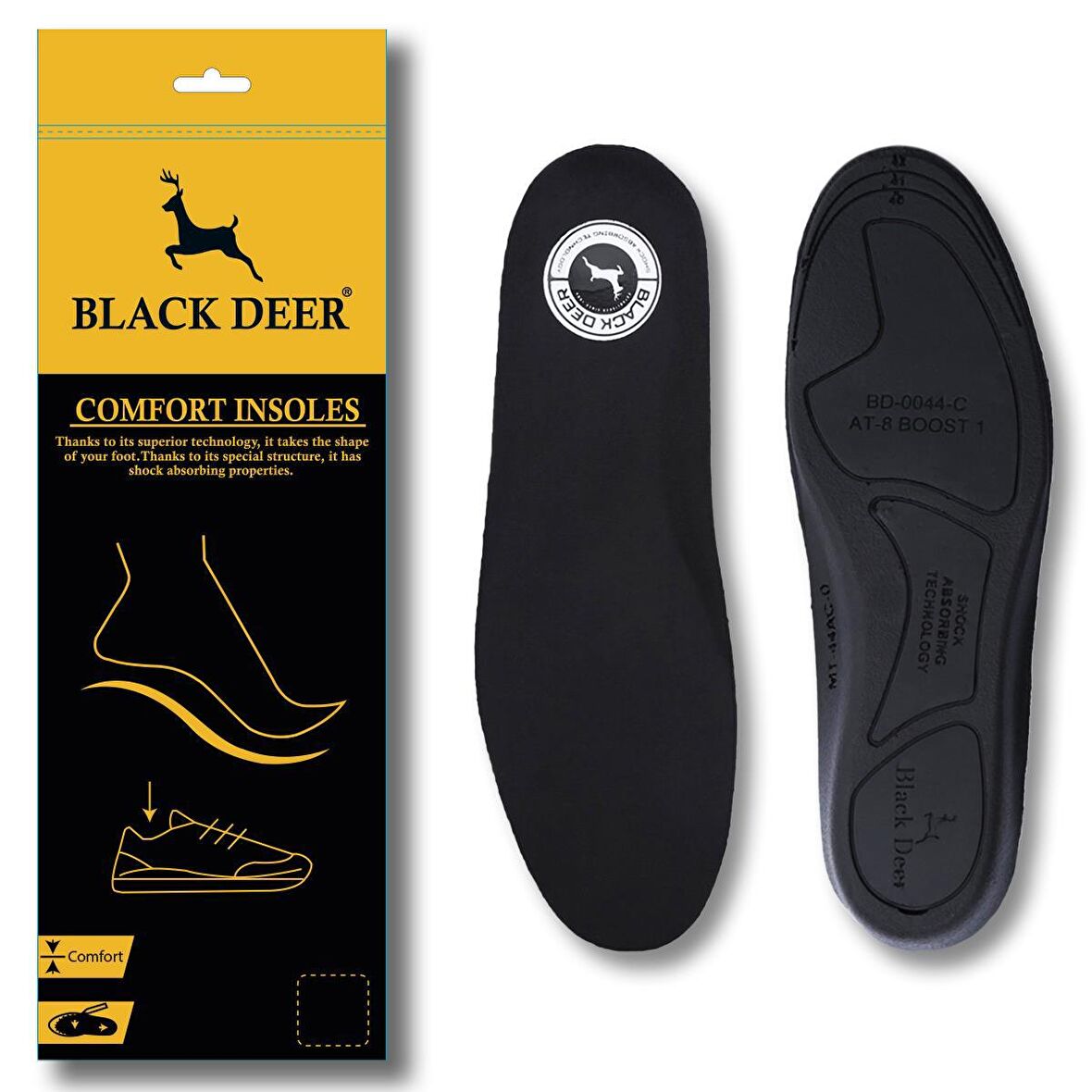 BLACK DEER Shock Absorbing Technology Supportive N20 Siyah Ortopedik Tabanlık