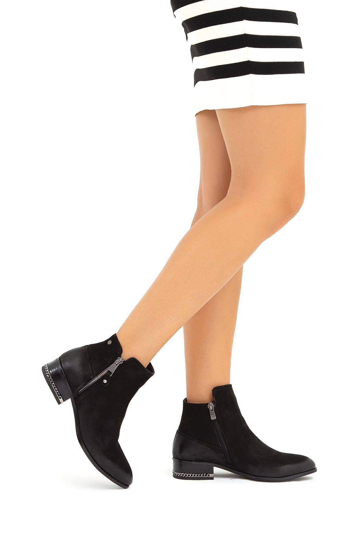 Tamer Tanca Kadın Hakiki Deri Siyah Nubuk Klasik Bot 322 2152701 BN BOT SK22/23 SIYAH NUBUK