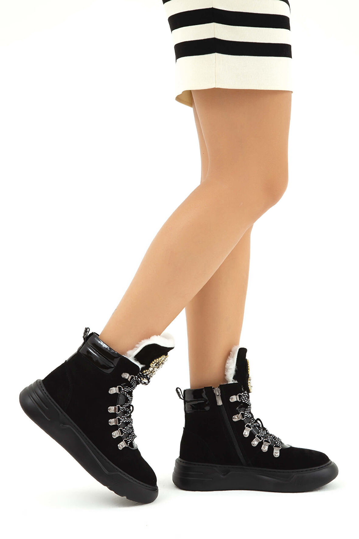 Tamer Tanca Kadın Hakiki Deri Siyah Süet Casual Bot 945 10071 BN BOT SK22/23 SIYAH SUET