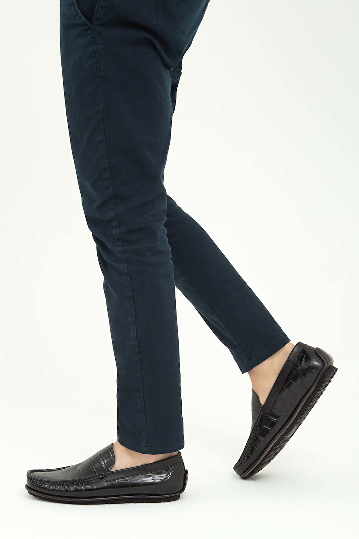 Tamer Tanca Erkek Hakiki Deri Siyah Kroko Driver Ayakkabı 01 20-875 ERK AYK SK22/23 SIYAH KROKO