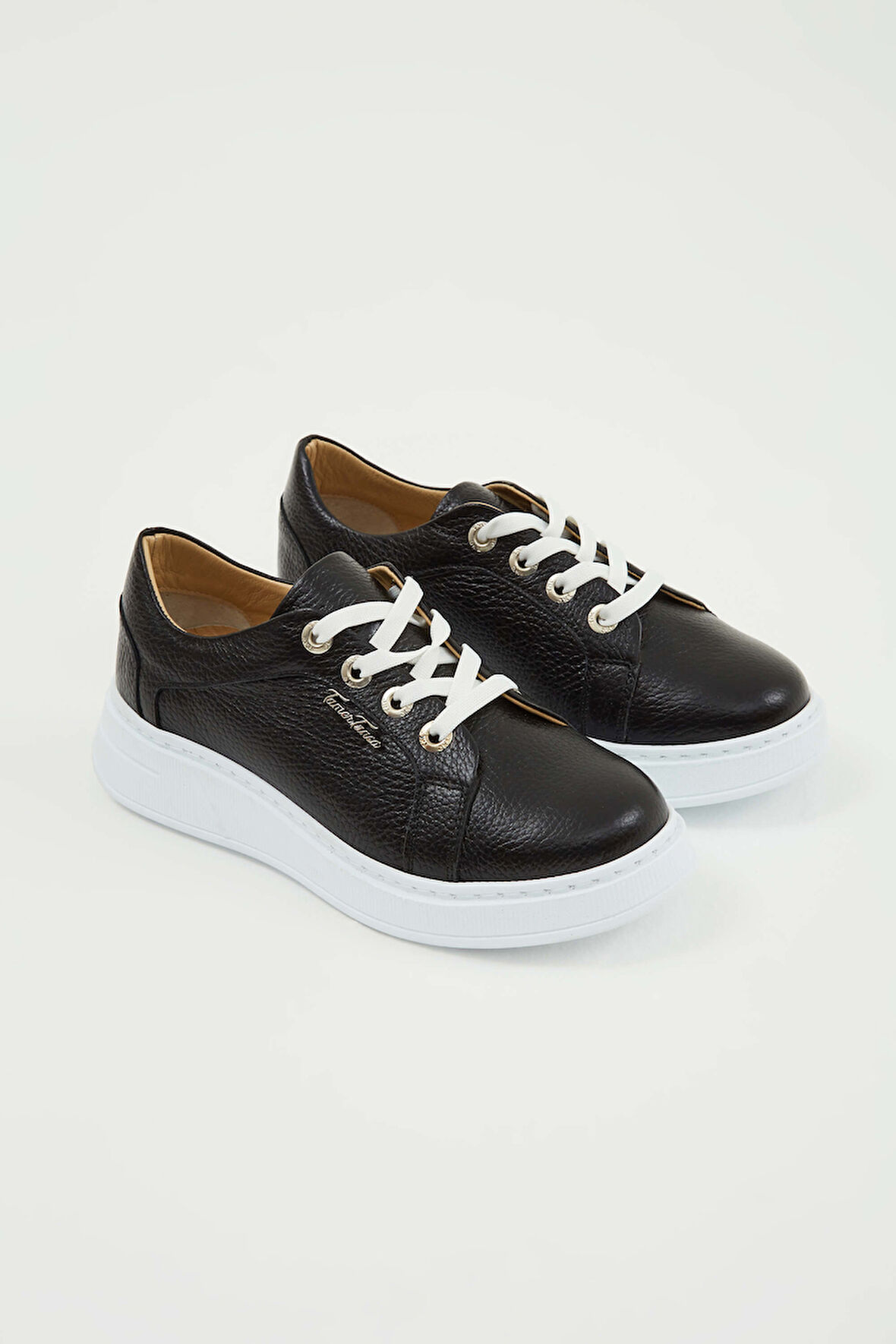 Tamer Tanca Kadın Hakiki Deri Siyah Floter Sneakers & Spor Ayakkabı 33 28 BN AYK Y23 SIYAH FLOTER