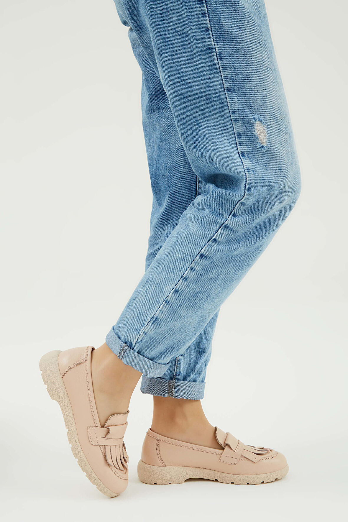 Tamer Tanca Kadın Hakiki Deri Nude Loafer Ayakkabı 33 8890-1 BN AYK Y23 NUDE FLOTER