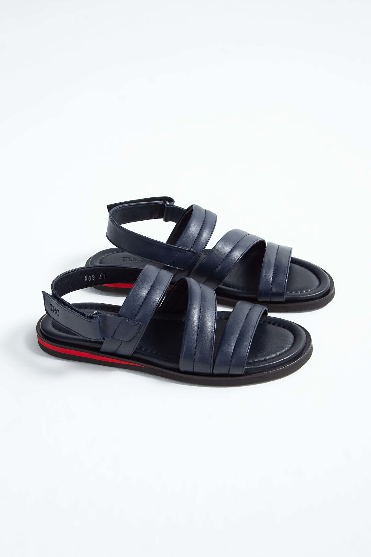 Tamer Tanca Erkek Hakiki Deri Lacivert Düz Sandalet 537 583 ERK SNDLT Y23 LACIVERT