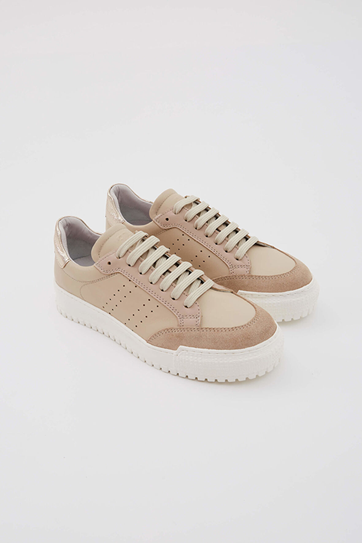 Tamer Tanca Kadın Hakiki Deri Bej Sneakers & Spor Ayakkabı 957 35122 BN AYK Y23 BEJ KMBN