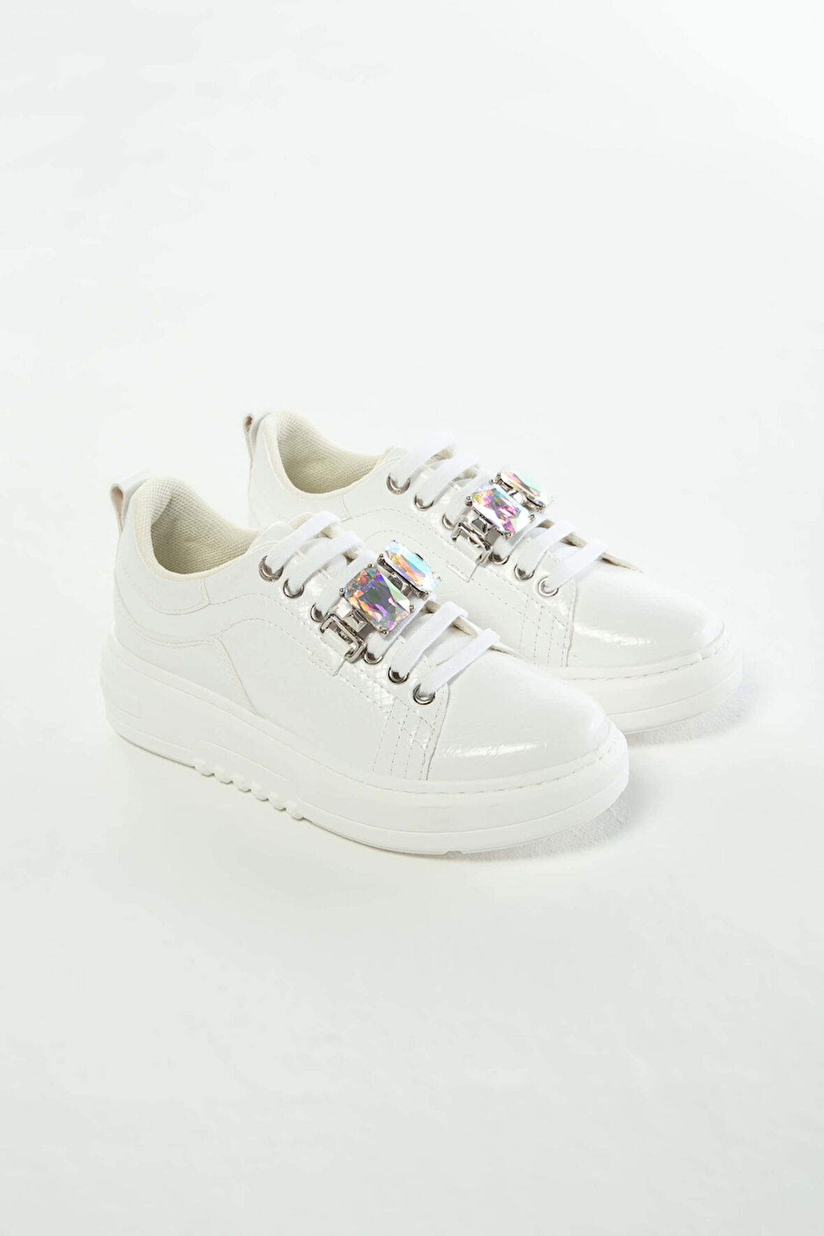 Tamer Tanca Kadın Vegan Beyaz Sneakers & Spor Ayakkabı 817 DT1996 BN AYK Y23 BEYAZ YILAN