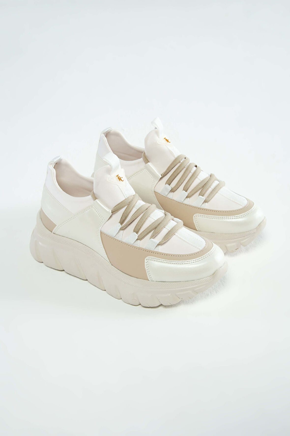 Tamer Tanca Kadın Vegan Beyaz Sneakers & Spor Ayakkabı 758 105505 BN AYK SK22/23 BEYAZ/BEJ