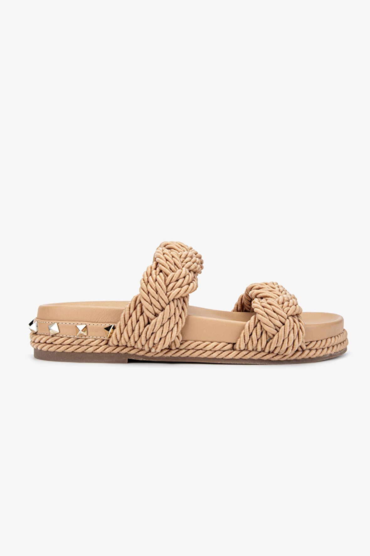 Valmenti Larissa Kadın Nude Hakiki Deri Düz Terlik 457 C-1992 BN TRLK Y23