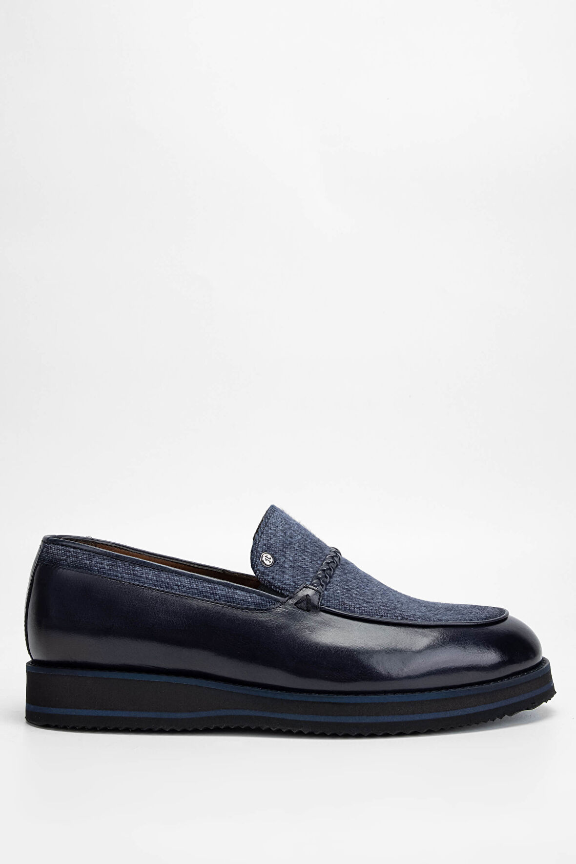 Tamer Tanca Erkek Hakiki Deri/Tekstil Lacivert Loafer Ayakkabı 477 66003 ERK AYK SK23/24 LACI BFL/KMS