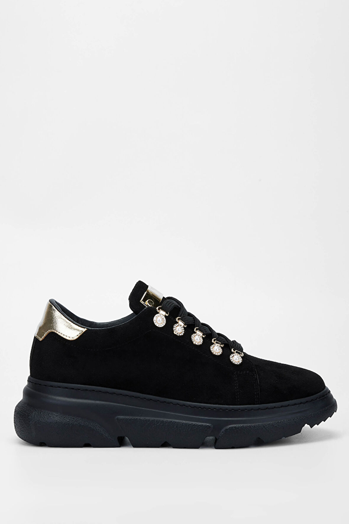 Tamer Tanca Kadın Vegan Siyah Süet Sneakers & Spor Ayakkabı 1009 1009 BN AYK SK23/24 SIYAH SUET