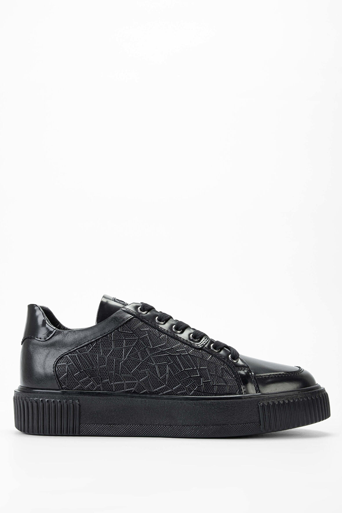 Tamer Tanca Erkek Hakiki Deri Siyah/Siyah Sneakers & Spor Ayakkabı 352 14100 ERK AYK Y21 SIYAH ACMA/SYH DR