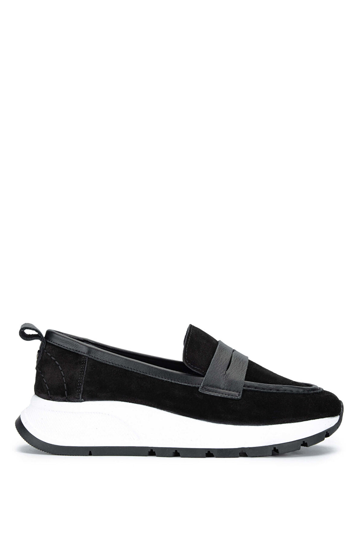 Tamer Tanca Kadın Hakiki Deri Siyah Süet Loafer Ayakkabı 231 414Y BN AYK Y24 SIYAH SUET