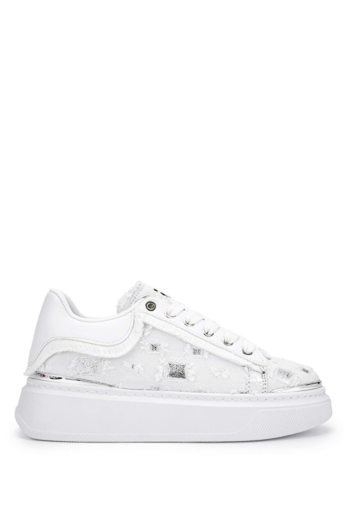 Tamer Tanca Kadın Tekstil Beyaz/Lame Sneakers & Spor Ayakkabı 804 302 BN AYK Y24 BEYAZ/LAME