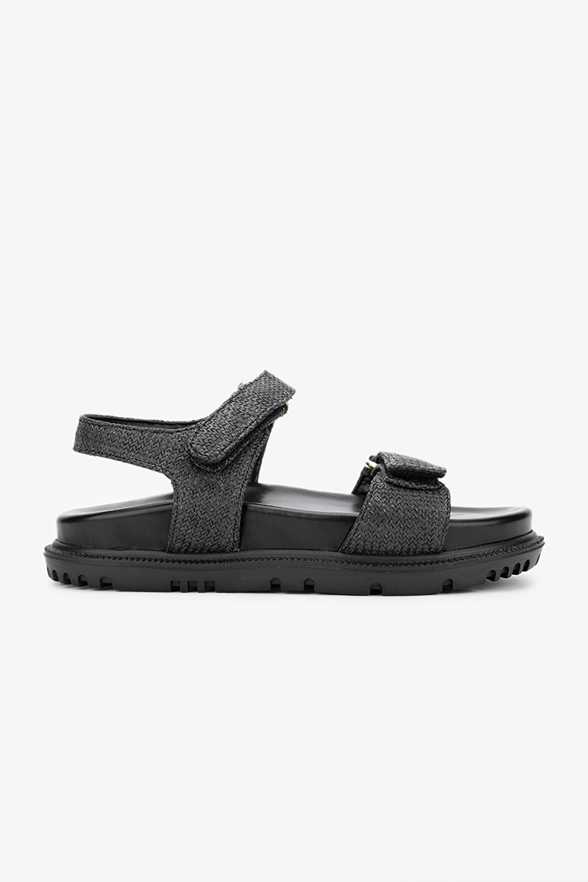 Valmenti Simta Kadın Siyah Hasır Tekstil Sandalet 1028 P17-63 BN SNDLT Y24