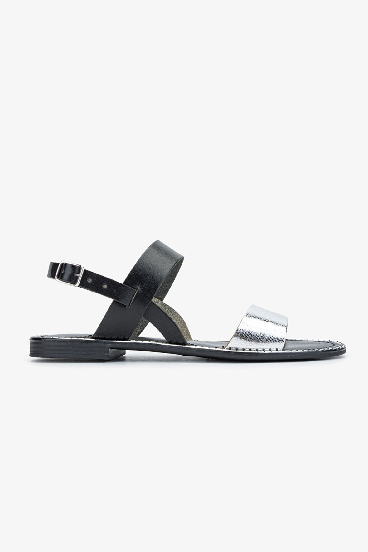 Valmenti Bona Kadın Siyah/Gümüş Hakiki Deri Sandalet 453 11644 BN SNDLT Y24