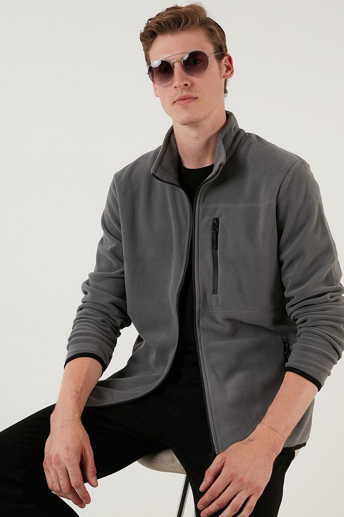 Buratti Slim Fit Fermuarlı Cepli Dik Yaka Soğuk Geçirmez Polar Hırka Erkek HIRKA 5906028