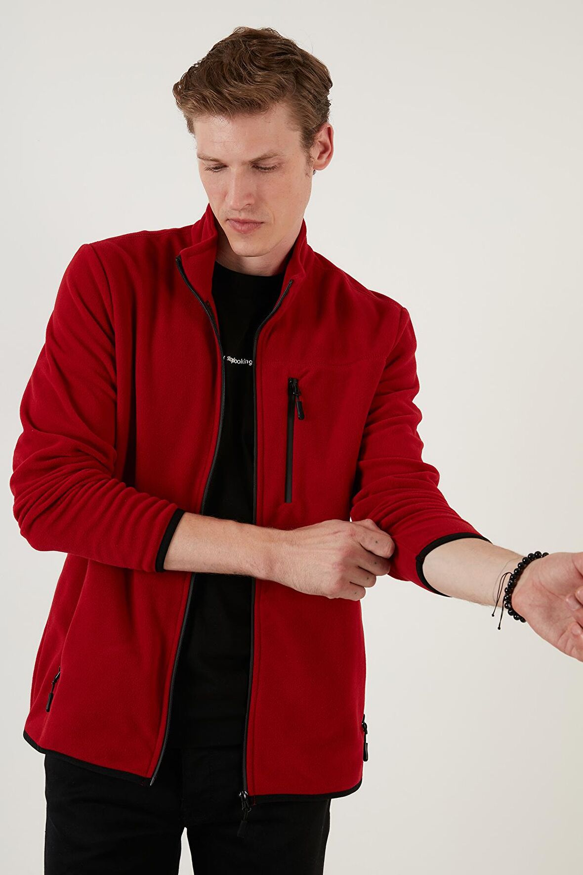 Buratti Slim Fit Fermuarlı Cepli Dik Yaka Soğuk Geçirmez Polar Hırka Erkek HIRKA 5906028