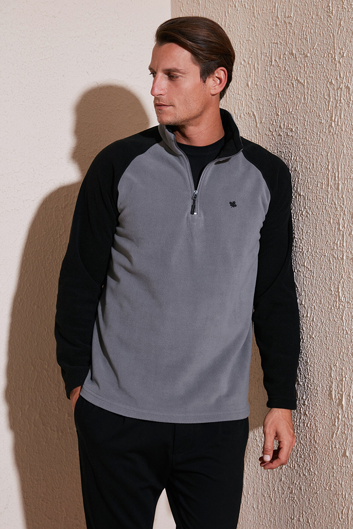 Buratti Slim Fit Yarım Fermuarlı Soğuk Geçirmez Kışlık Şardonlu Polar Erkek POLAR 5906055