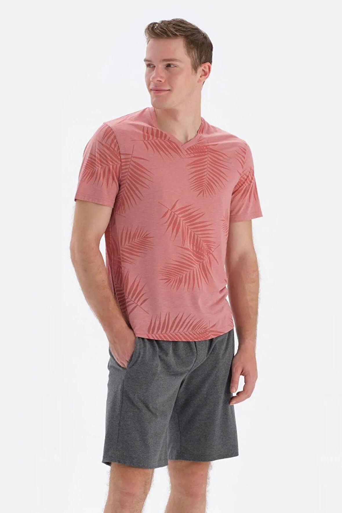 Eros 33062 Pamuklu Kısa Kollu Erkek Şortlu Pijama Takımı SOMON