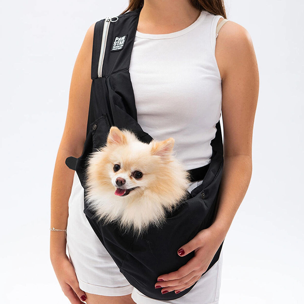 Pawstar Siyah Crossbody Küçük Irk Köpek Çapraz Taşıma Çantası Listeye Geri Dön