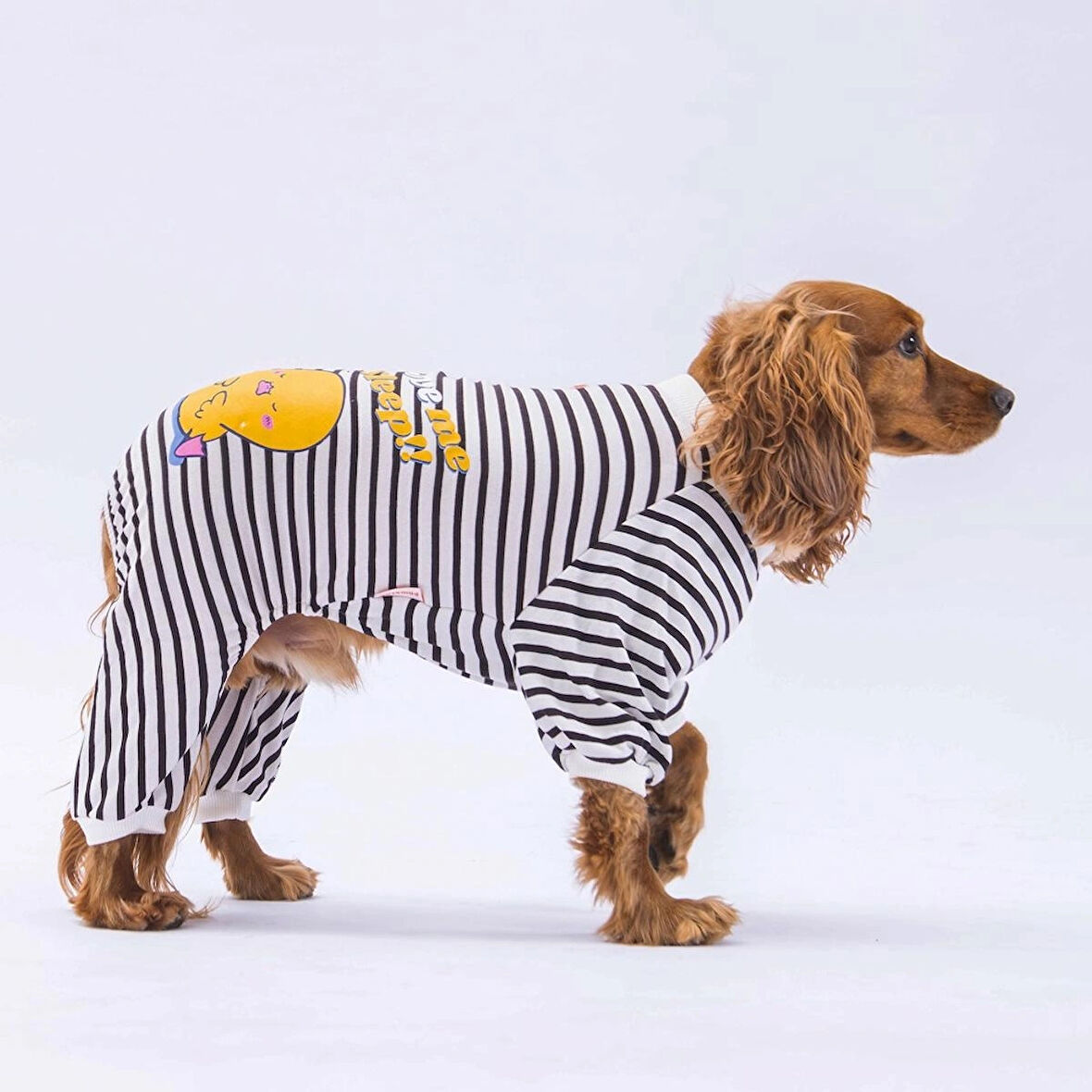 Pawstar Siyah Let me Sleep Küçük Irk Köpek Penye Tulum Pijama
