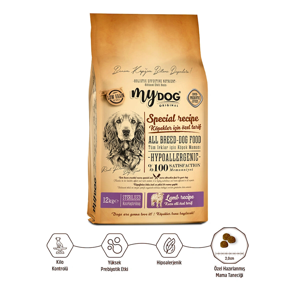 MyDog Original Az Tahıllı Kuzu Etli Diyet & Kısır Köpek Maması 12kg