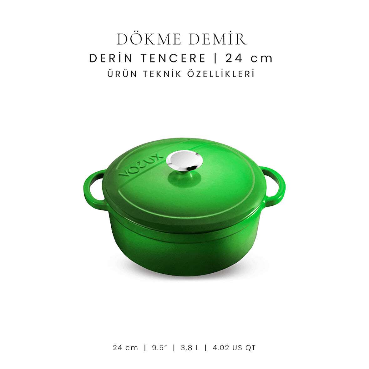 Voeux 24 cm Derin Tencere - Yeşil