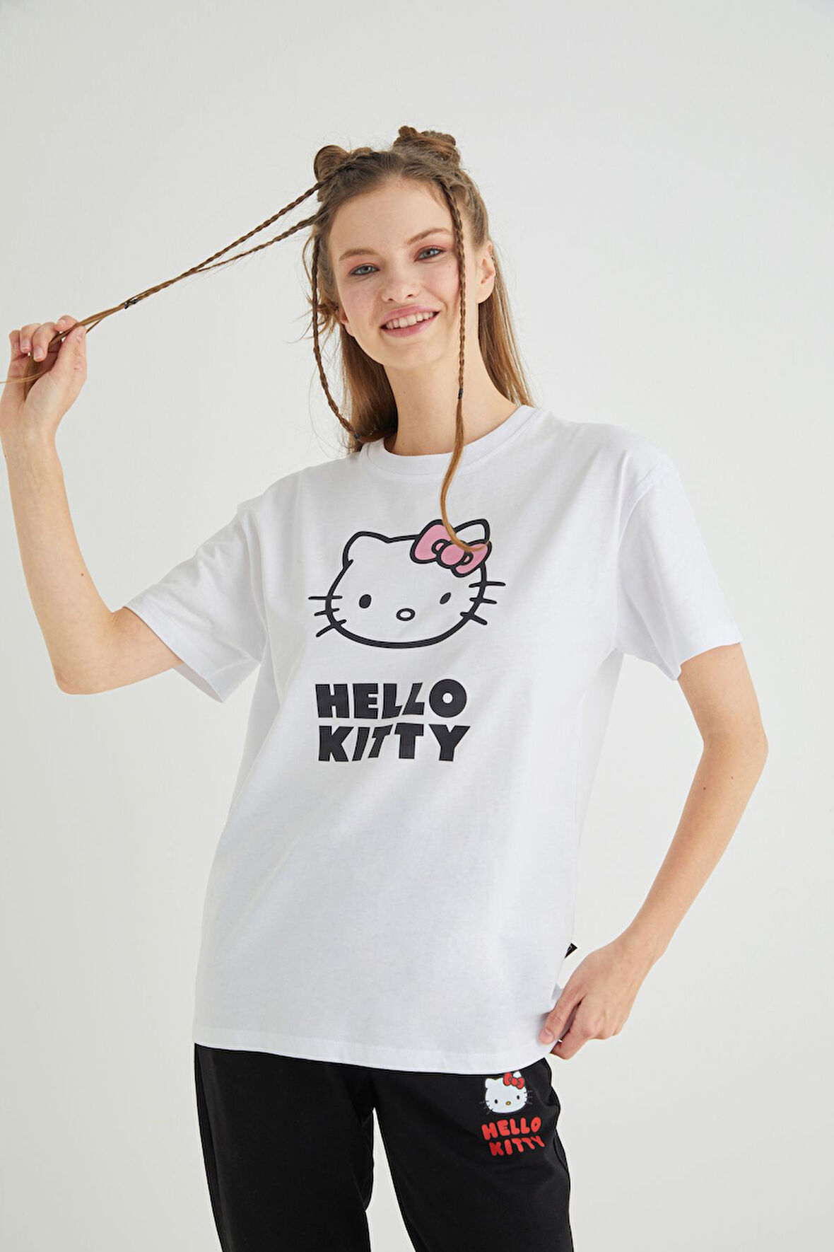 Lisanslı Baskılı Basic Beyaz T-shirt Kalıp Pamuk