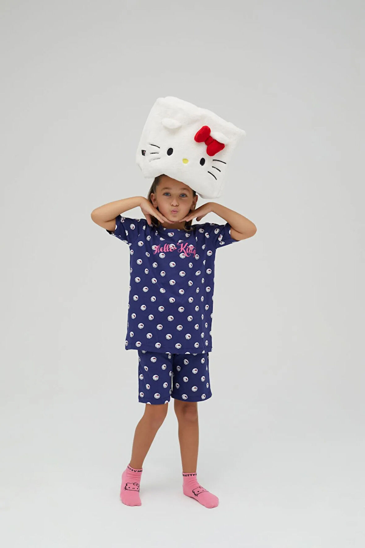 Kız Çocuk Kısa Şortlu Pamuklu Pijama Takımı