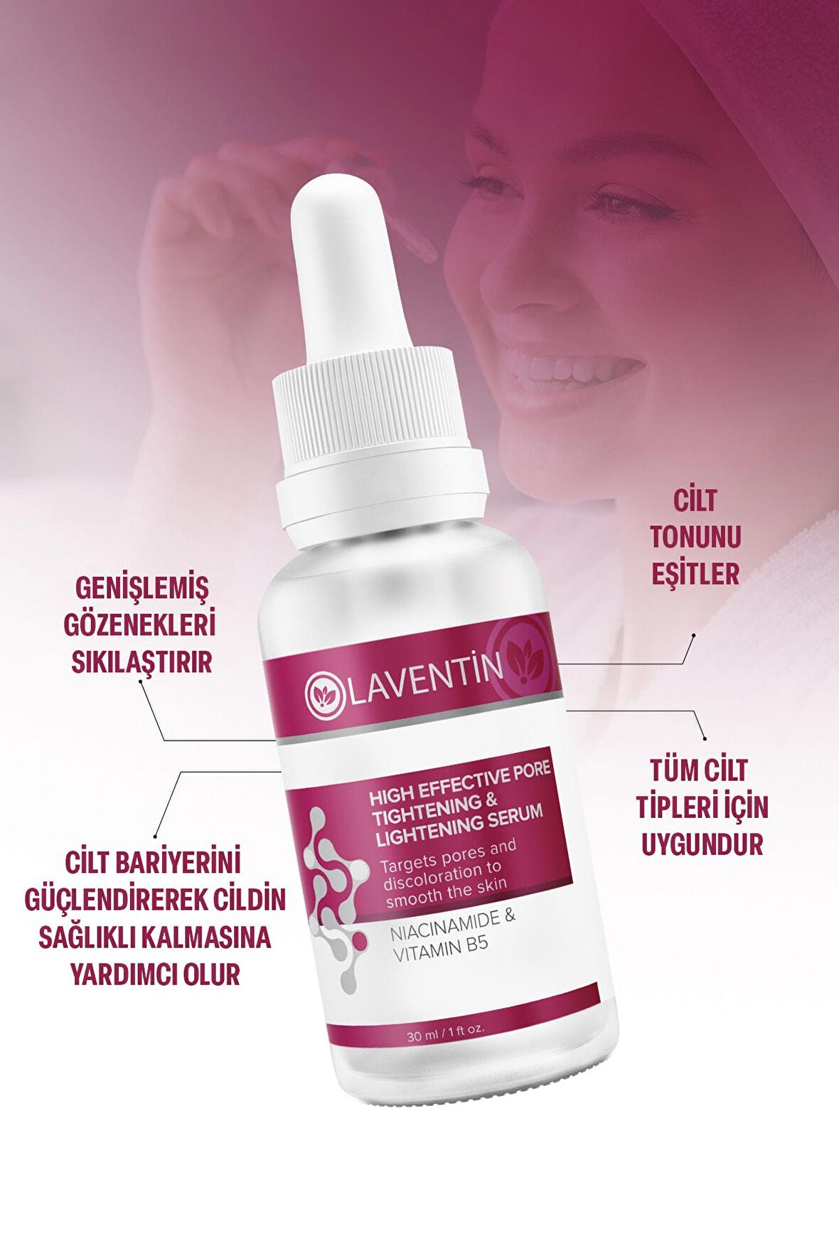 Gözenek, Siyah Nokta Ve Sivilce Karşıtı, Aydınlatıcı Cilt Serumu 30 Ml - Niacimide 5% + Vitamin B5