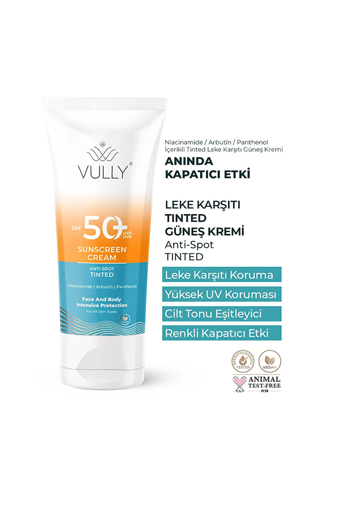 Vully Leke Karşıtı Cilt Tonu Eşitleyici Yüksek Koruma Spf+50 Güneş Kremi 50 ml