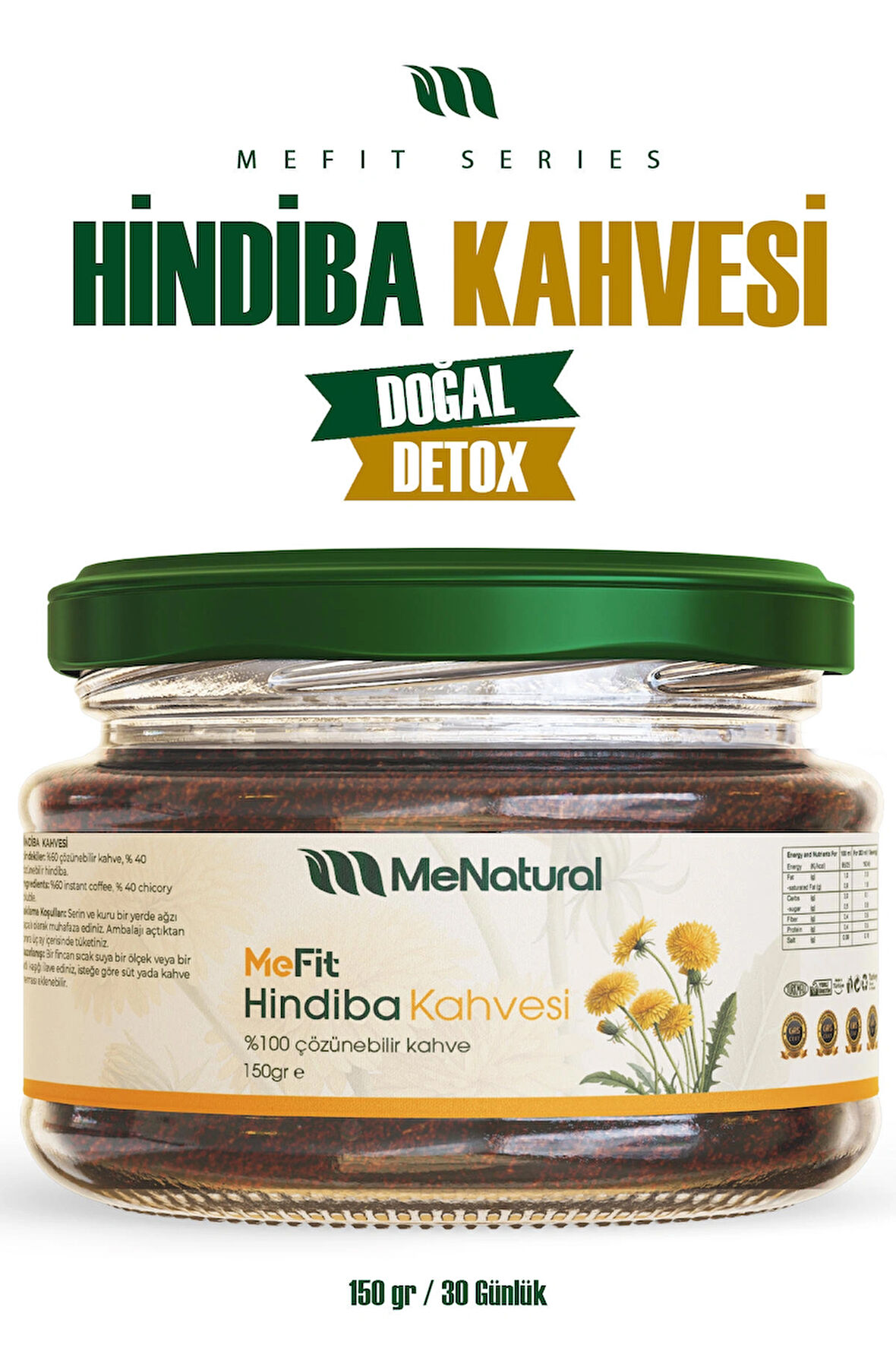 MeFit Hindiba Kahvesi 150gr - 30 Günlük - 60 Ölçek - Detox Kahve