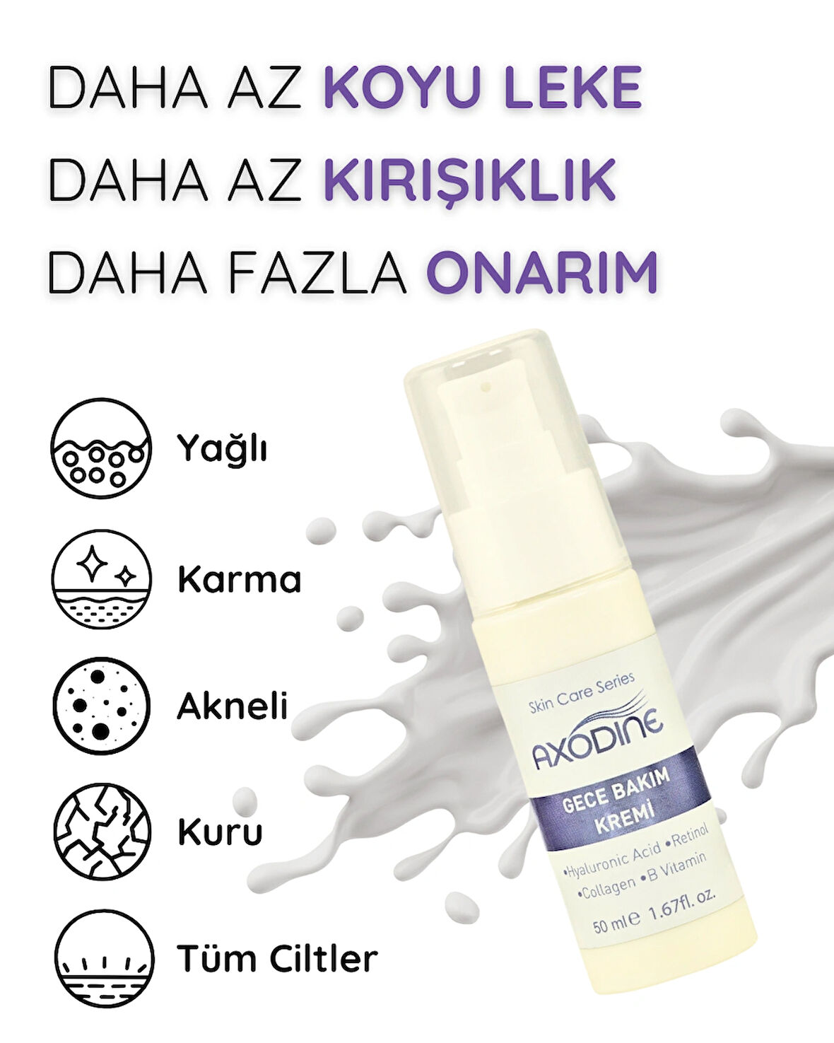 Axodine Kırışıklık Karşıtı Gece Bakım Kremi 50 ml - Retinol Içerikli -