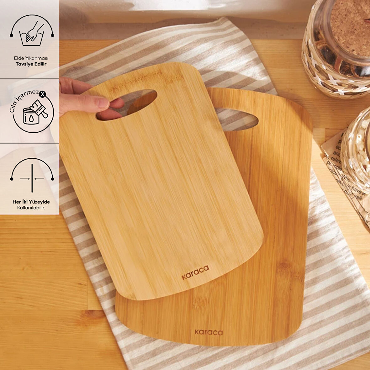 Karaca Defne 2'li Bambu Kesme Tahtası 28/33 Cm