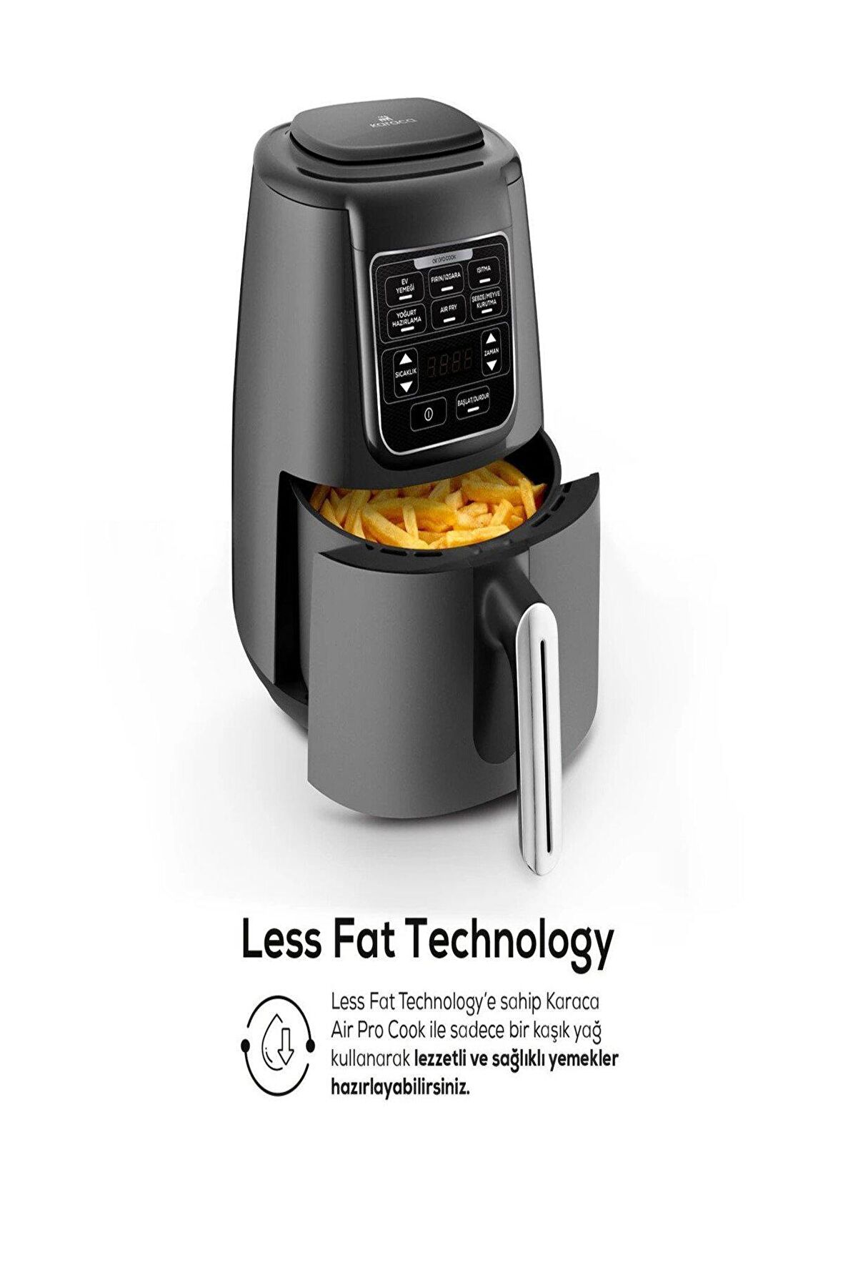 Karaca Air Pro Cook XL 2 in 1 Konuşan Airfryer Space Gray