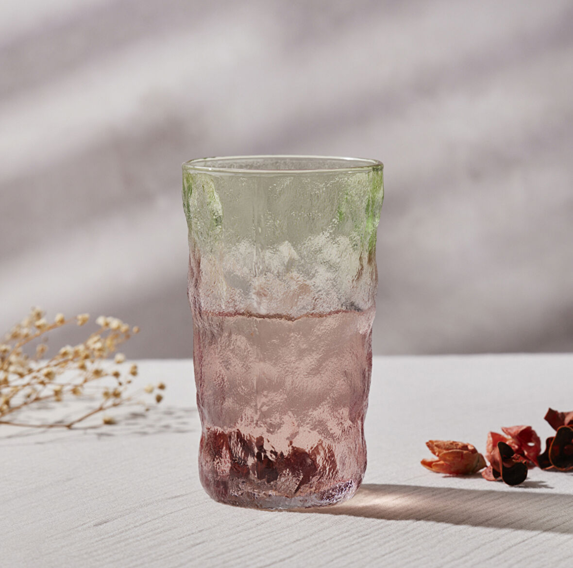 Karaca Glacier Tekli Meşrubat Bardağı Kırmızı Yeşil 383 ml