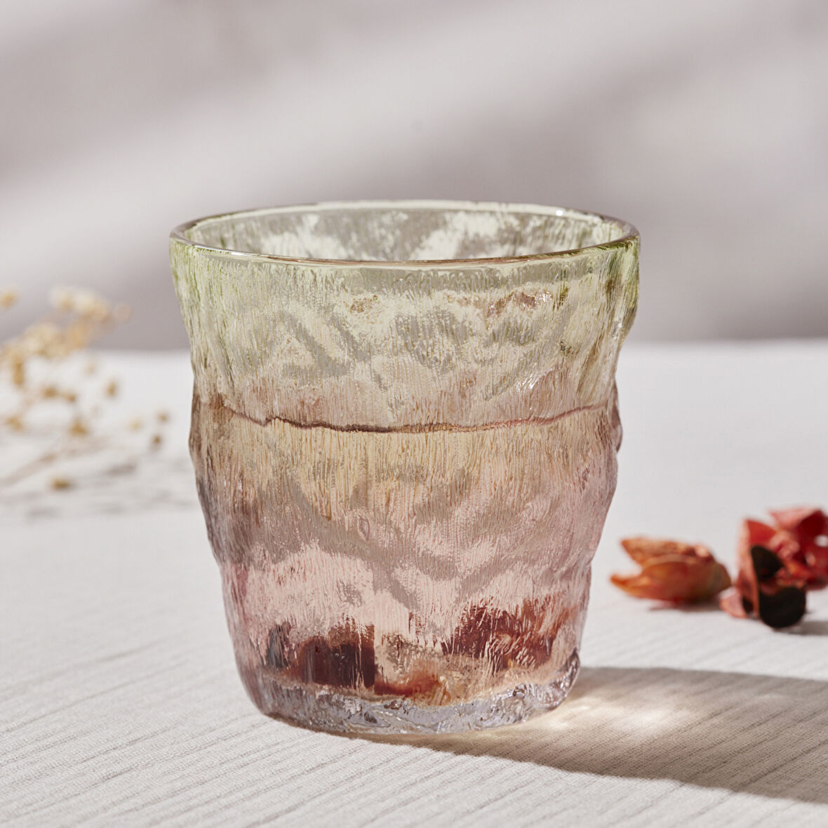 Karaca Glacier Tekli Su Bardağı Kırmızı Yeşil 287 ml