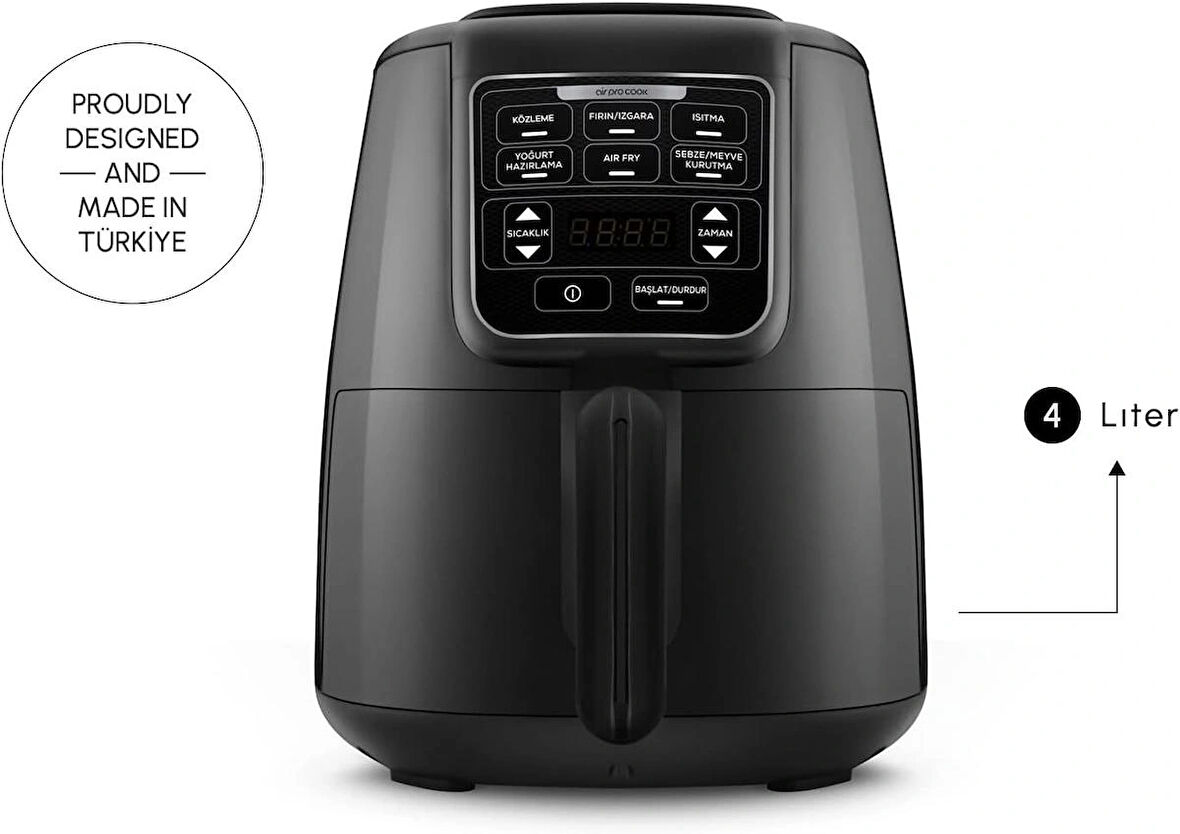 (OUTLET) Karaca Air Pro Cook Köz XL Airfryer 4 lt Yağsız Black Shine Fritöz